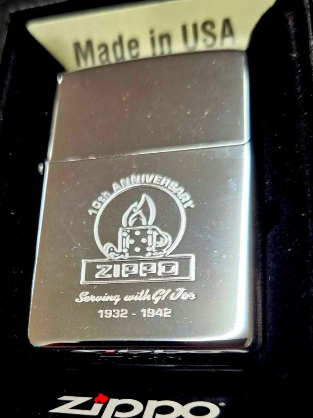Rare Engraved Zippo Flame Anniversary Zippo Lighter